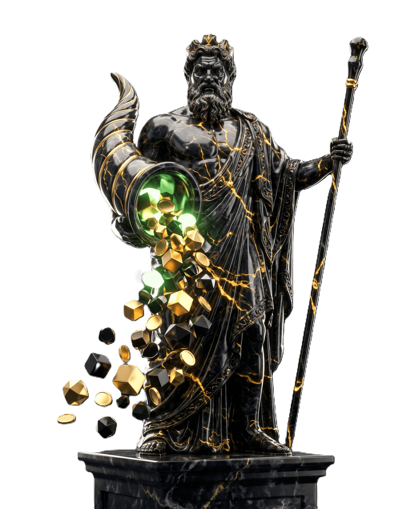 Plutón, dios griego de la riqueza —que da nombre a Plutus Trade Base—