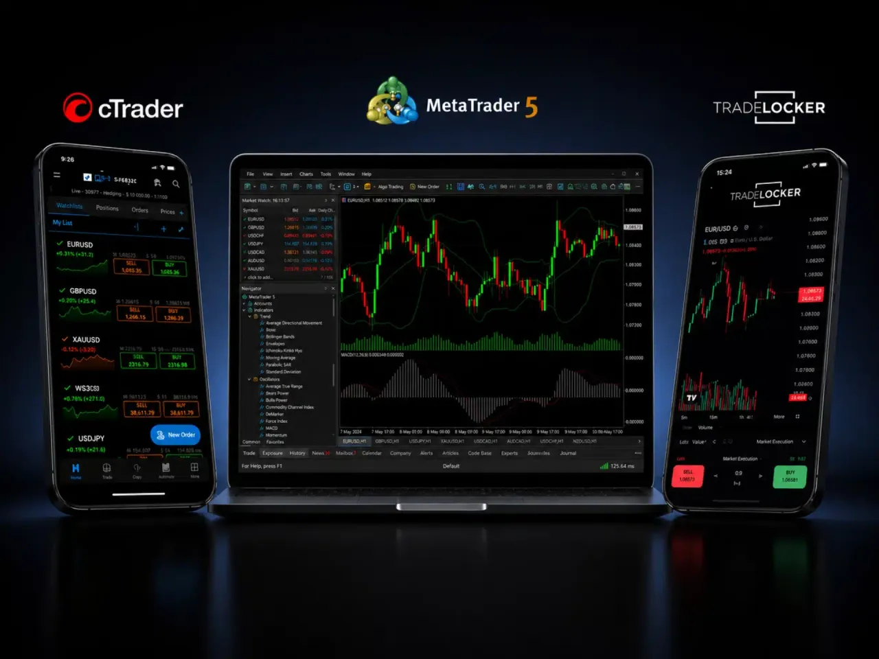Plataformas de trading que PTB soporta — MT5, cTrader, TradeLocker y más